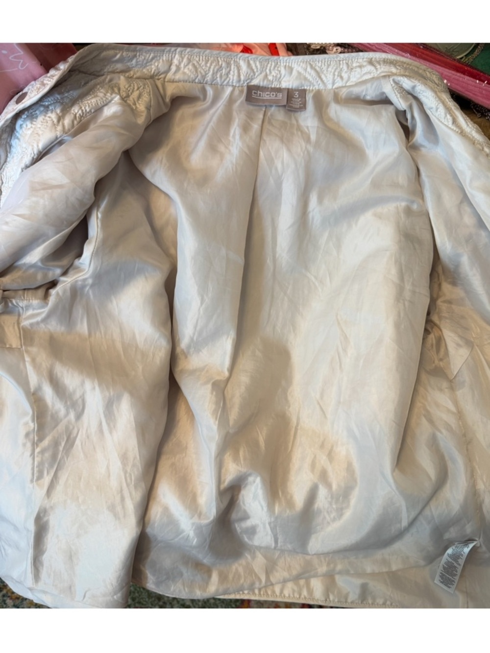 Chico's Cream Quilted Snap-Front Jacket - Picture 4 of 5